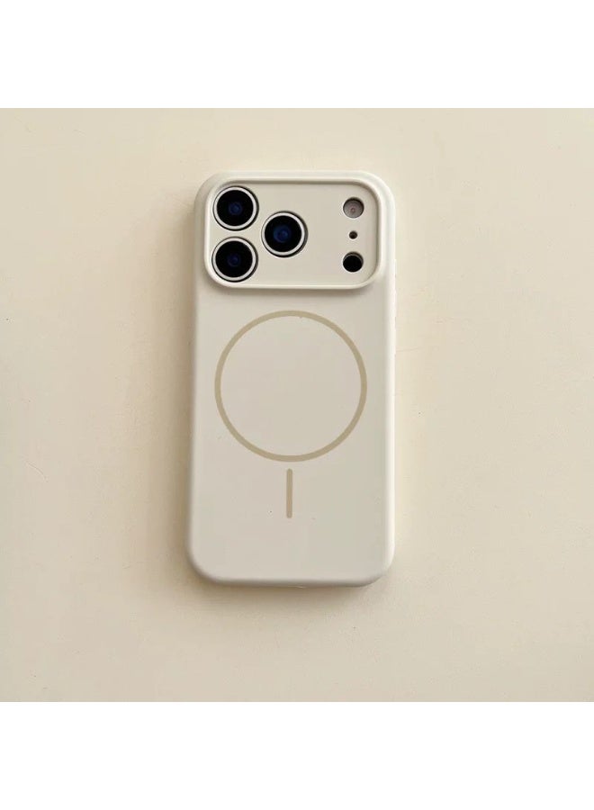 Silicon cover Compatible with iPhone 17 pro max Case, Liquid Silicone Case, Full Body Protective Cover, Shockproof, Slim Phone Case, Anti-Scratch Soft Microfiber Lining – Beige - Image 1